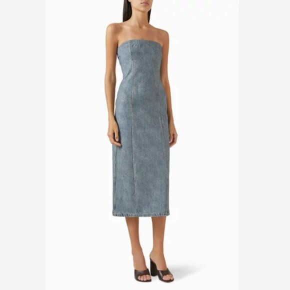 NWT rag & bone Jasmine Strapless Denim Midi Dress - Picture 4 of 8